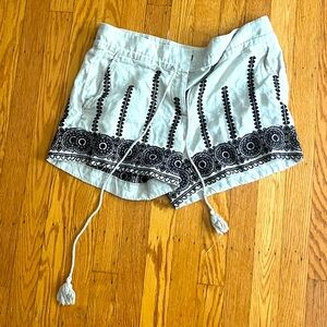 Embroidered Linen Shorts